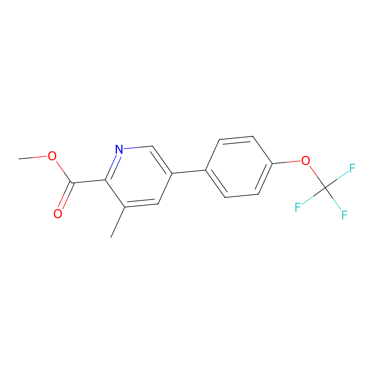 Methyl 3-methyl-5-(4-(trifluoromethoxy)phenyl)picolinate molecular structure, CAS 2921880-05-7