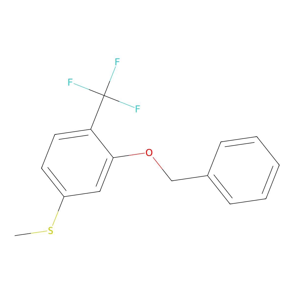 (3-(Benzyloxy)-4-(trifluoromethyl)phenyl)(methyl)sulfane molecular structure, CAS 2921882-01-9