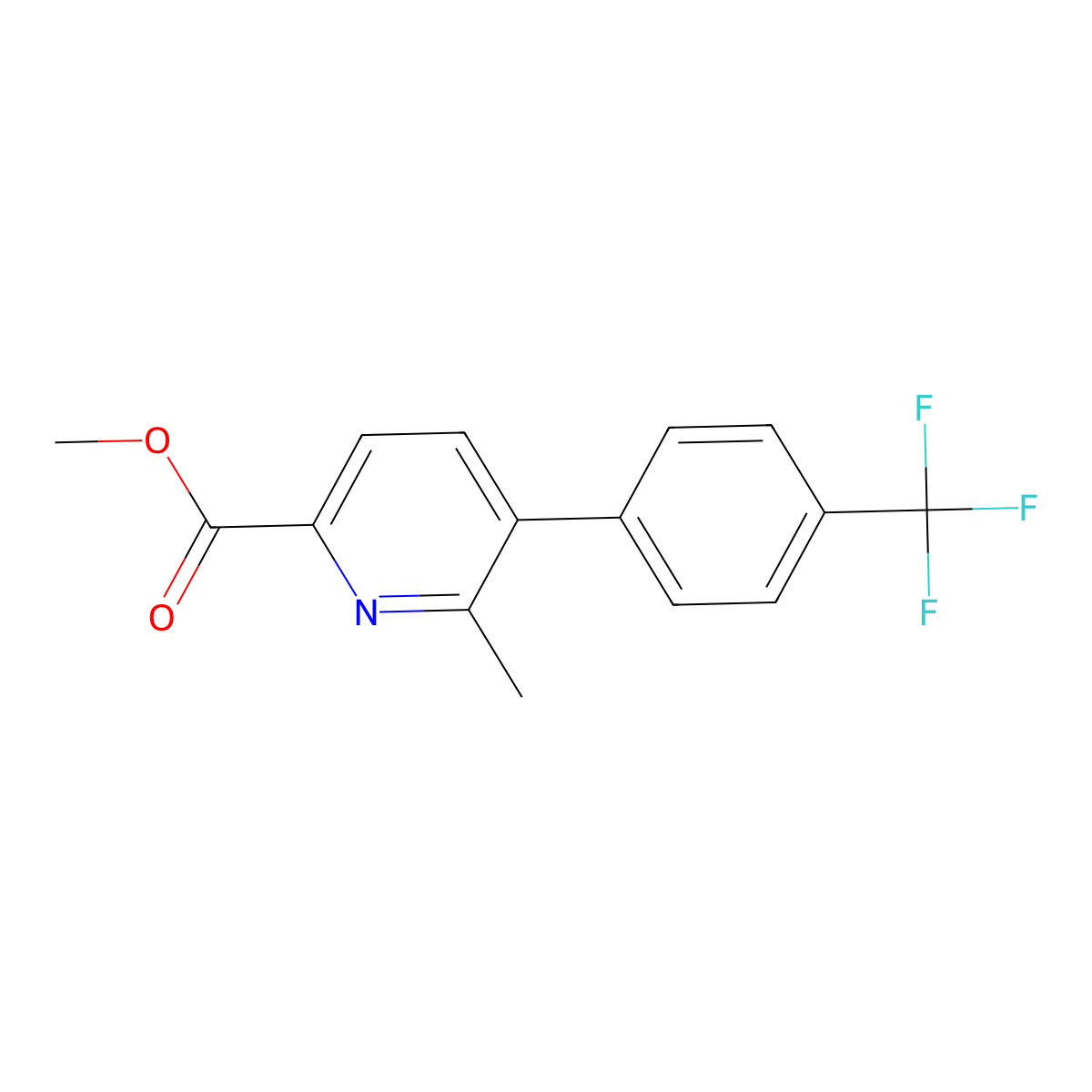 Methyl 6-methyl-5-(4-(trifluoromethyl)phenyl)picolinate molecular structure, CAS 2921883-31-8