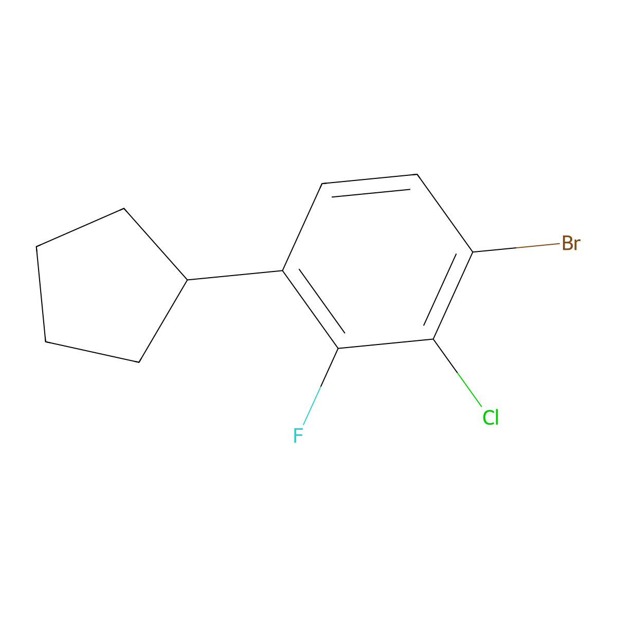 1-Bromo-2-chloro-4-cyclopentyl-3-fluorobenzene molecular structure, CAS 2921883-54-5