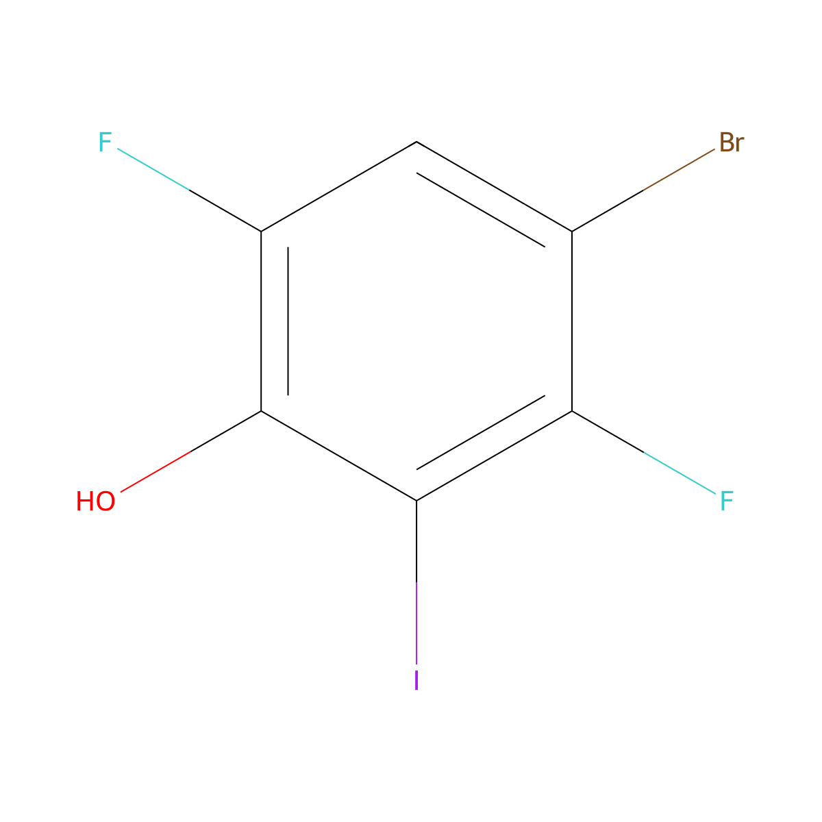 4-Bromo-3,6-difluoro-2-iodophenol molecular structure, CAS 2921883-80-7
