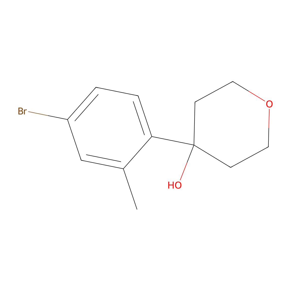 4-(4-Bromo-2-methylphenyl)tetrahydro-2H-pyran-4-ol molecular structure, CAS 2921884-22-0