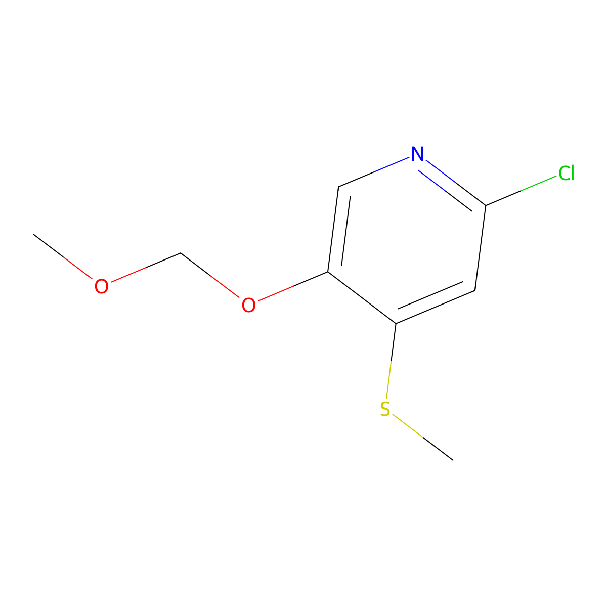 2-Chloro-5-(methoxymethoxy)-4-(methylthio)pyridine molecular structure, CAS 2921885-27-8