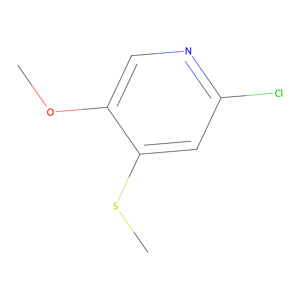 2-Chloro-5-methoxy-4-(methylthio)pyridine molecular structure, CAS 2921885-39-2