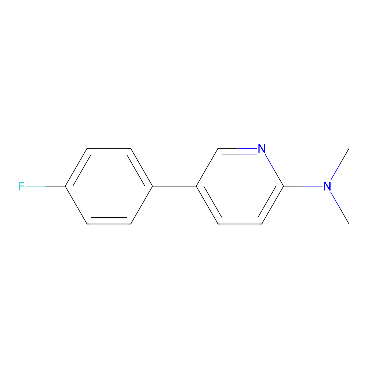 5-(4-fluorophenyl)-N,N-dimethylpyridin-2-amine molecular structure, CAS 2921885-91-6