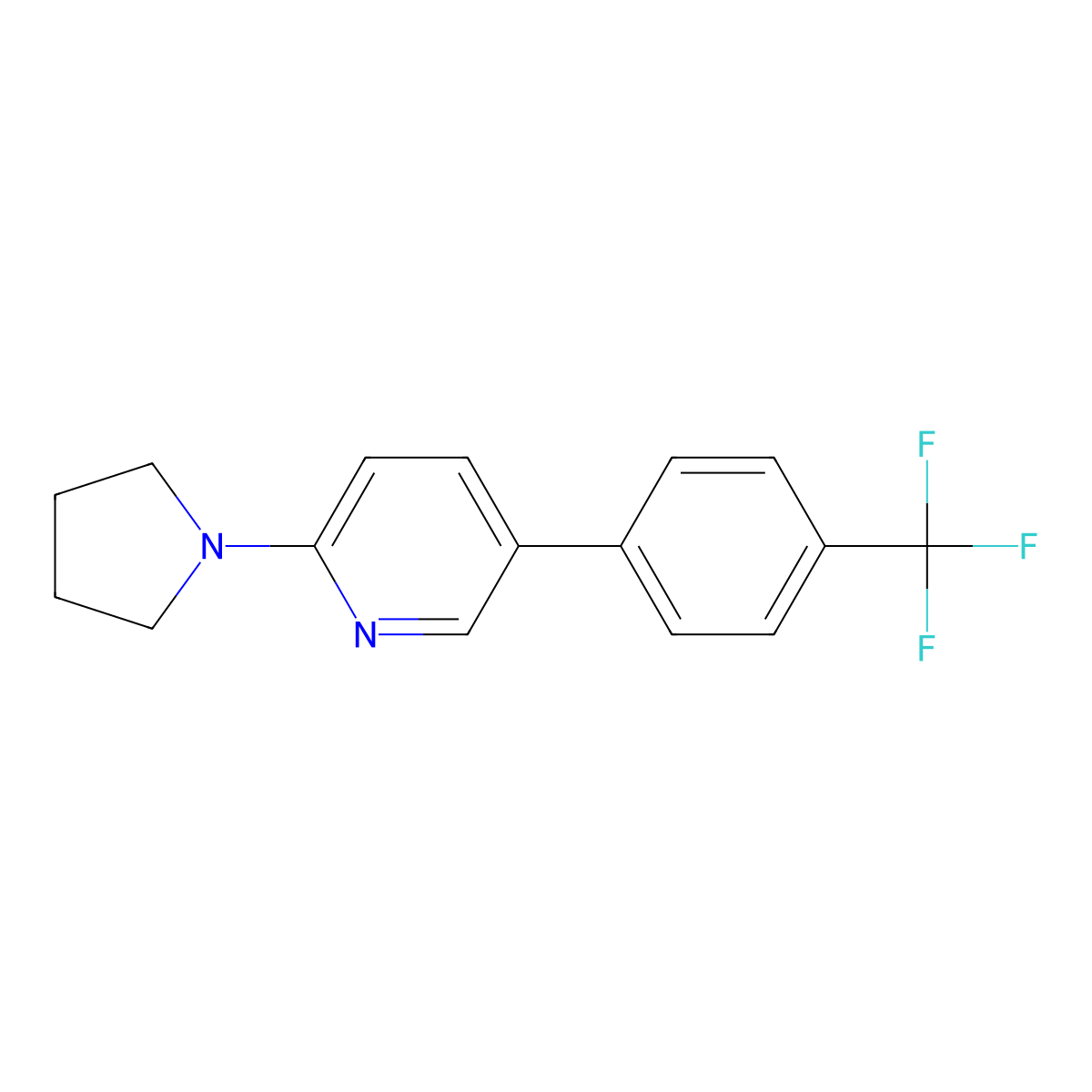 2-(Pyrrolidin-1-yl)-5-(4-(trifluoromethyl)phenyl)pyridine molecular structure, CAS 2921886-16-8