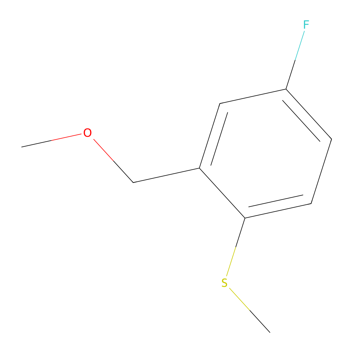 (4-Fluoro-2-(methoxymethyl)phenyl)(methyl)sulfane molecular structure, CAS 2921887-58-1
