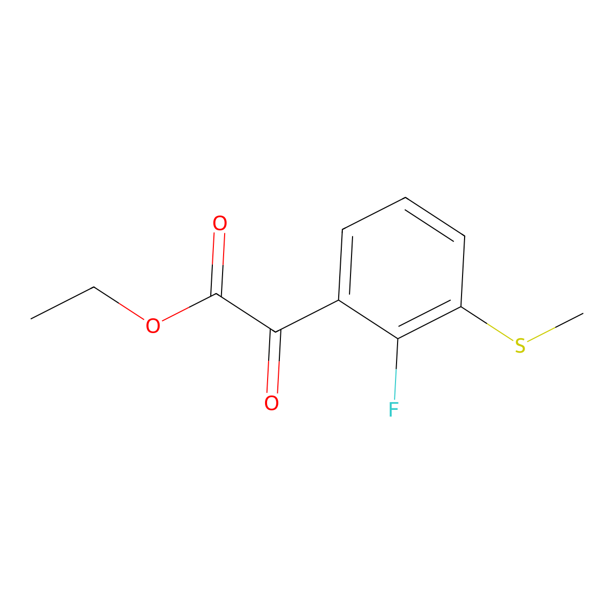 Ethyl 2-(2-fluoro-3-(methylthio)phenyl)-2-oxoacetate molecular structure, CAS 2921889-40-7