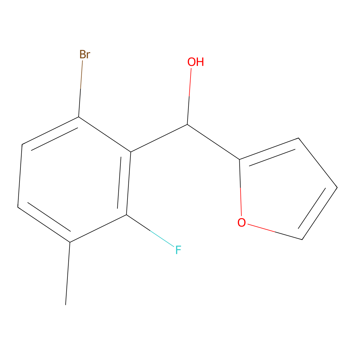 (6-Bromo-2-fluoro-3-methylphenyl)(furan-2-yl)methanol molecular structure, CAS 2921890-95-9