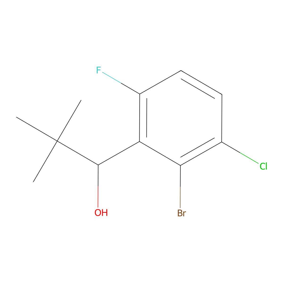 1-(2-Bromo-3-chloro-6-fluorophenyl)-2,2-dimethylpropan-1-ol molecular structure, CAS 2921891-19-0