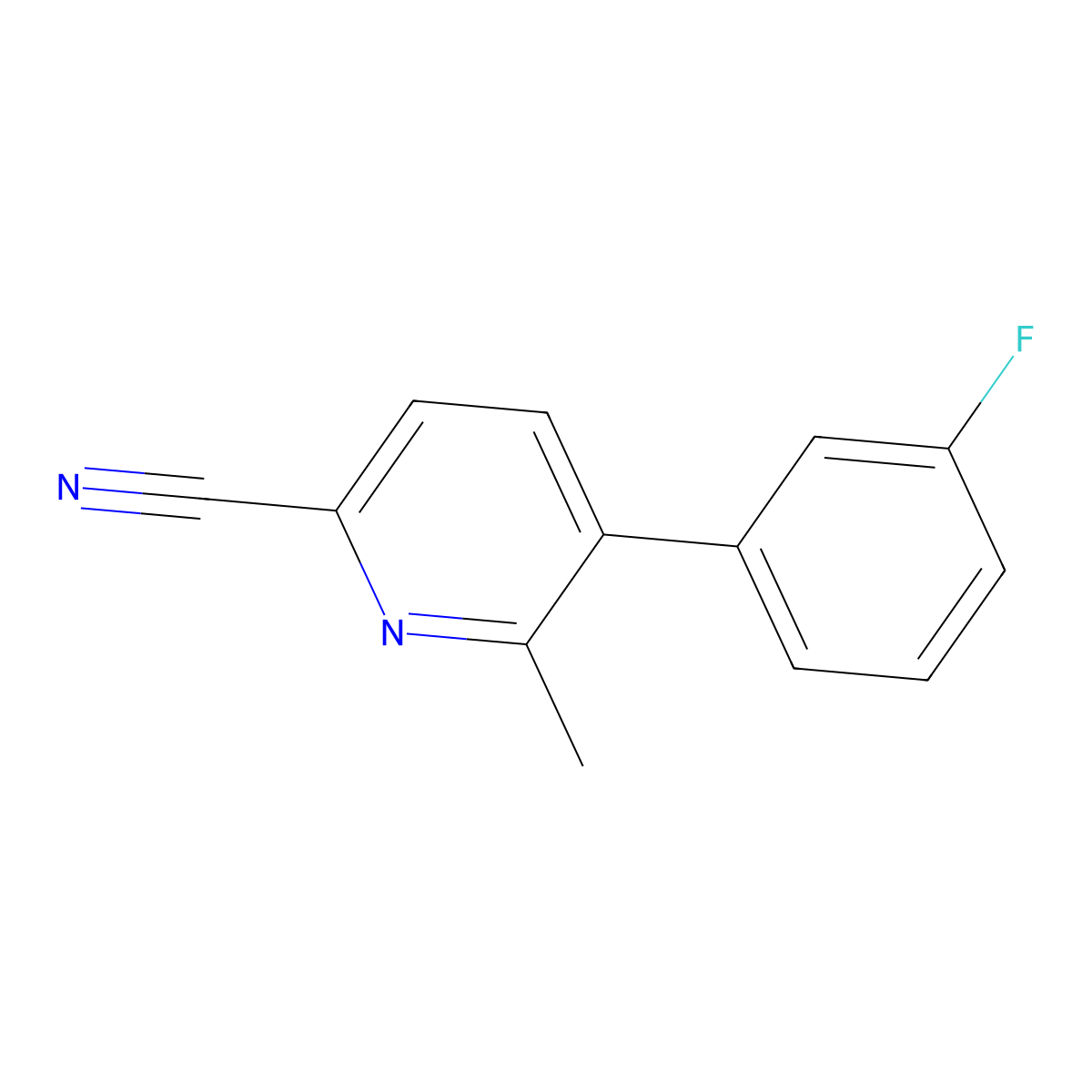 5-(3-Fluorophenyl)-6-methylpicolinonitrile molecular structure, CAS 2921891-23-6