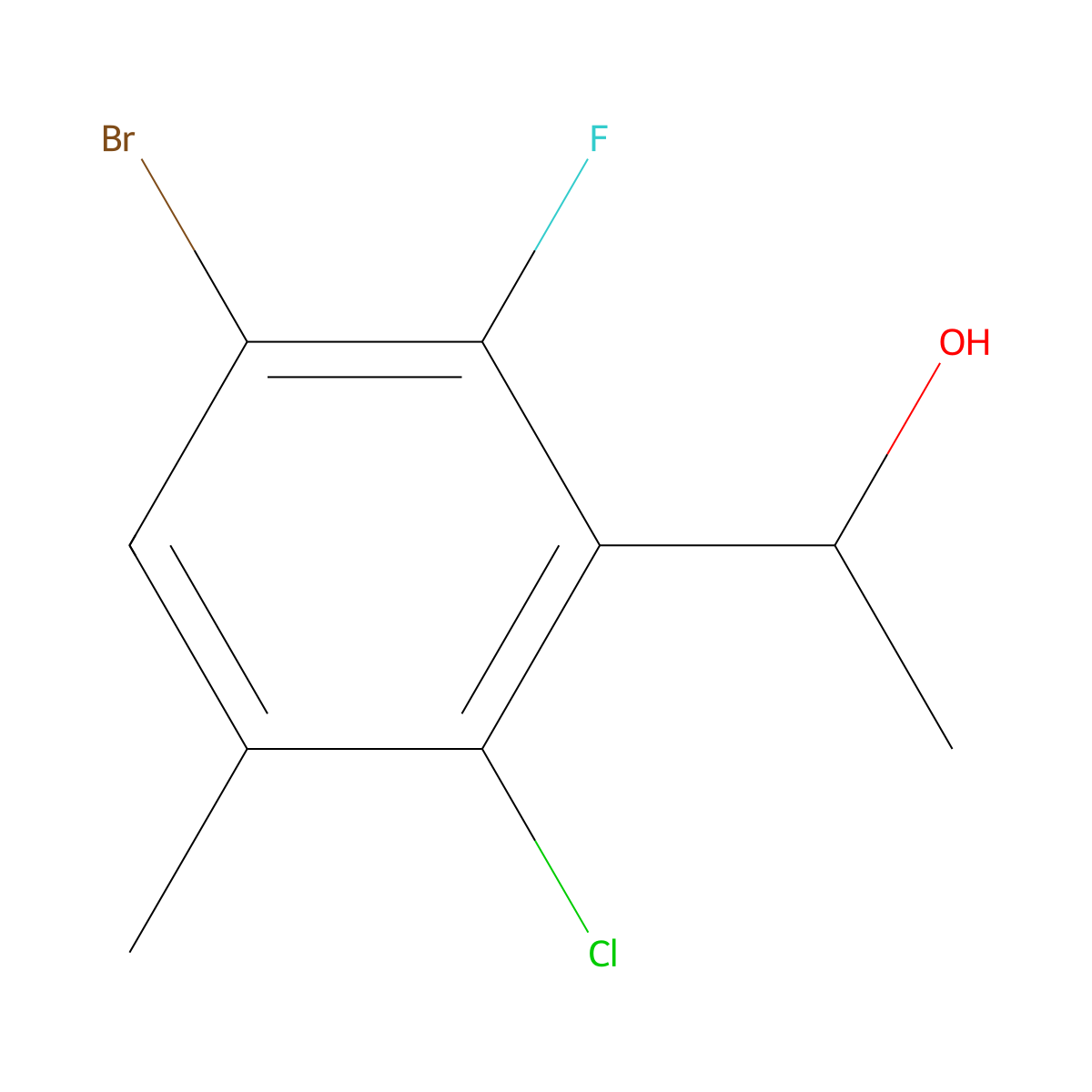 1-(3-Bromo-6-chloro-2-fluoro-5-methylphenyl)ethanol molecular structure, CAS 2921893-13-0
