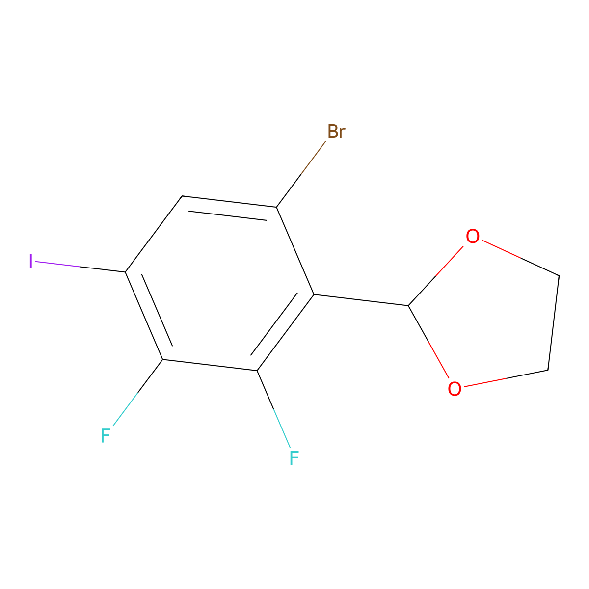 2-(6-Bromo-2,3-difluoro-4-iodophenyl)-1,3-dioxolane molecular structure, CAS 2921893-68-5