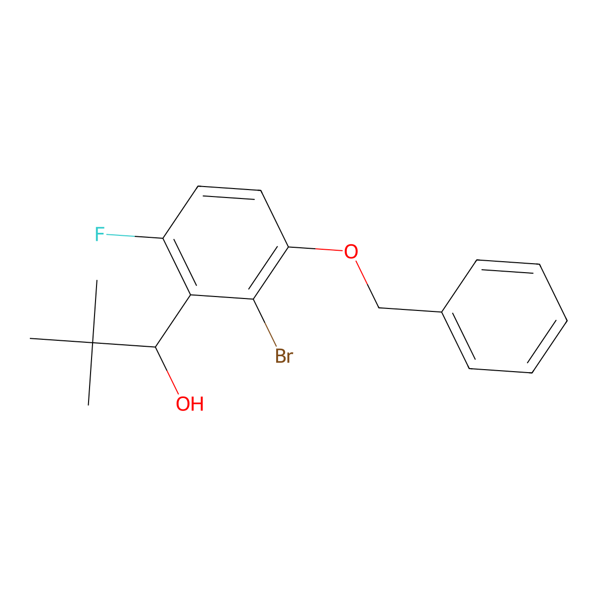 1-(3-(Benzyloxy)-2-bromo-6-fluorophenyl)-2,2-dimethylpropan-1-ol molecular structure, CAS 2921894-75-7