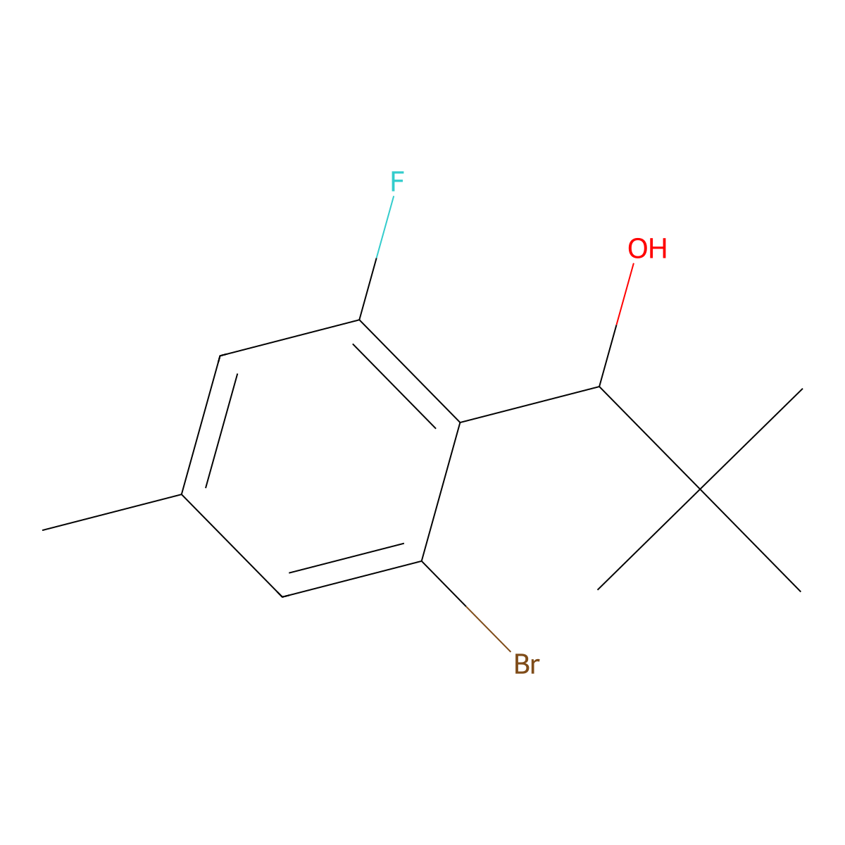 1-(2-Bromo-6-fluoro-4-methylphenyl)-2,2-dimethylpropan-1-ol molecular structure, CAS 2921894-85-9