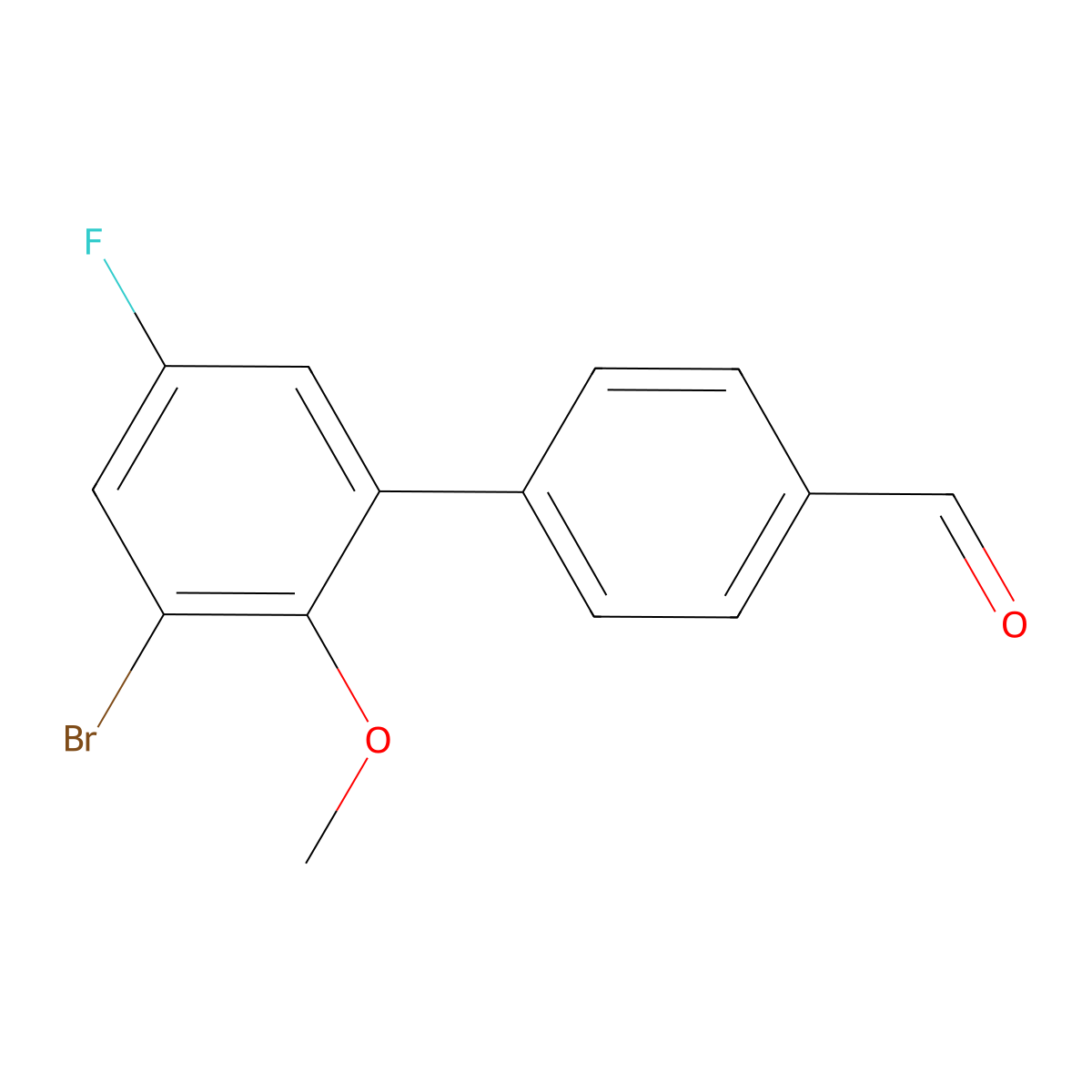 3'-Bromo-5'-fluoro-2'-methoxy-[1,1'-biphenyl]-4-carbaldehyde molecular structure, CAS 2921896-28-6
