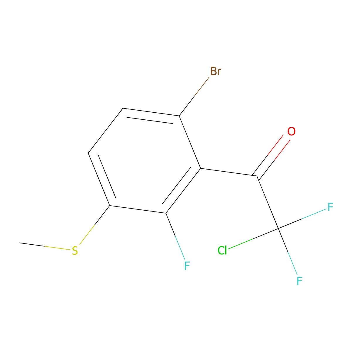 1-(6-Bromo-2-fluoro-3-(methylthio)phenyl)-2-chloro-2,2-difluoroethanone molecular structure, CAS 2921896-78-6