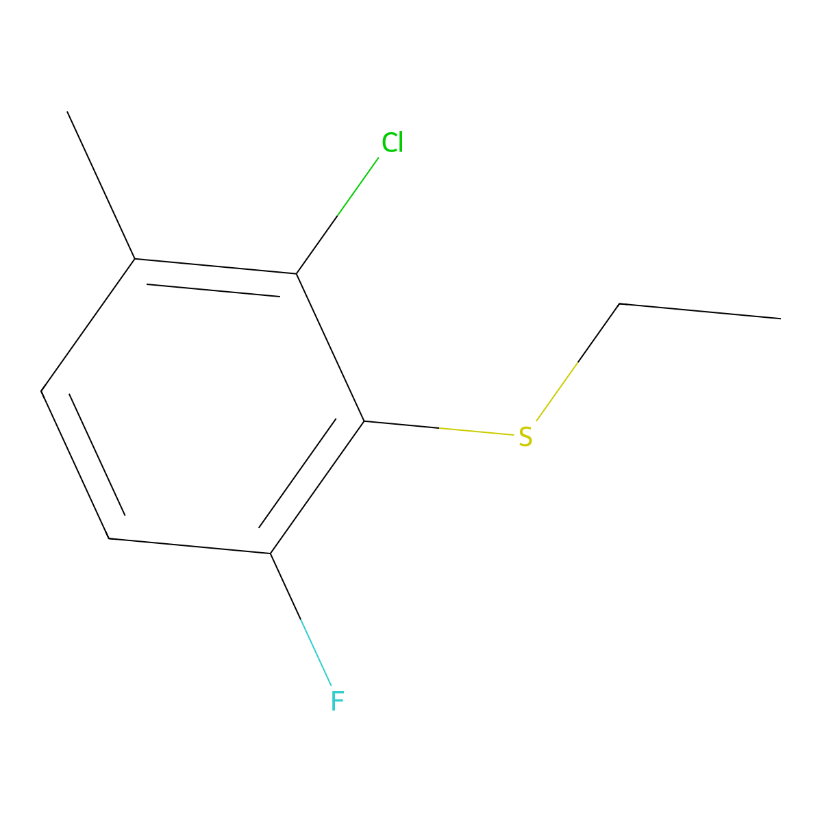 (2-Chloro-6-fluoro-3-methylphenyl)(ethyl)sulfane molecular structure, CAS 2921897-57-4