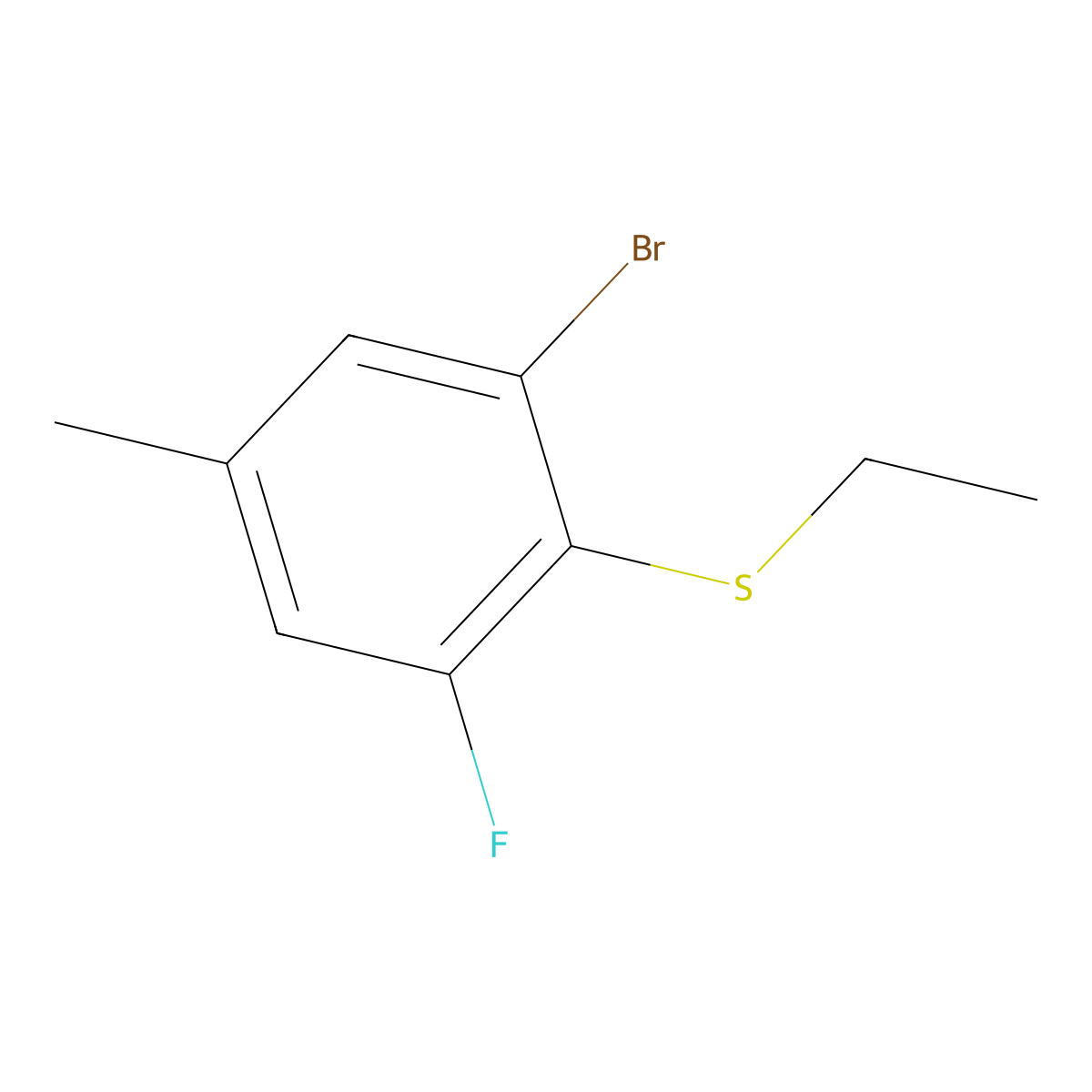 (2-Bromo-6-fluoro-4-methylphenyl)(ethyl)sulfane molecular structure, CAS 2921897-85-8