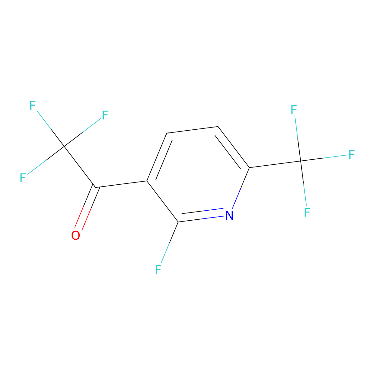 2,2,2-Trifluoro-1-(2-fluoro-6-(trifluoromethyl)pyridin-3-yl)ethanone molecular structure, CAS 2921898-34-0