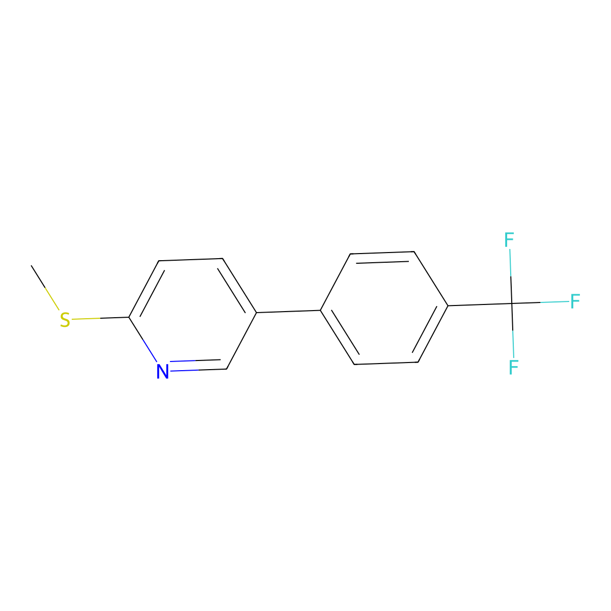 2-(Methylthio)-5-(4-(trifluoromethyl)phenyl)pyridine molecular structure, CAS 2921899-17-2