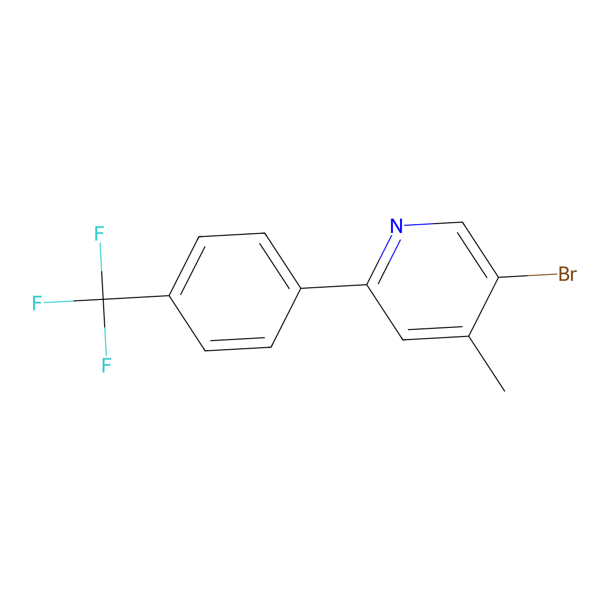 5-Bromo-4-methyl-2-(4-(trifluoromethyl)phenyl)pyridine molecular structure, CAS 2921900-15-2