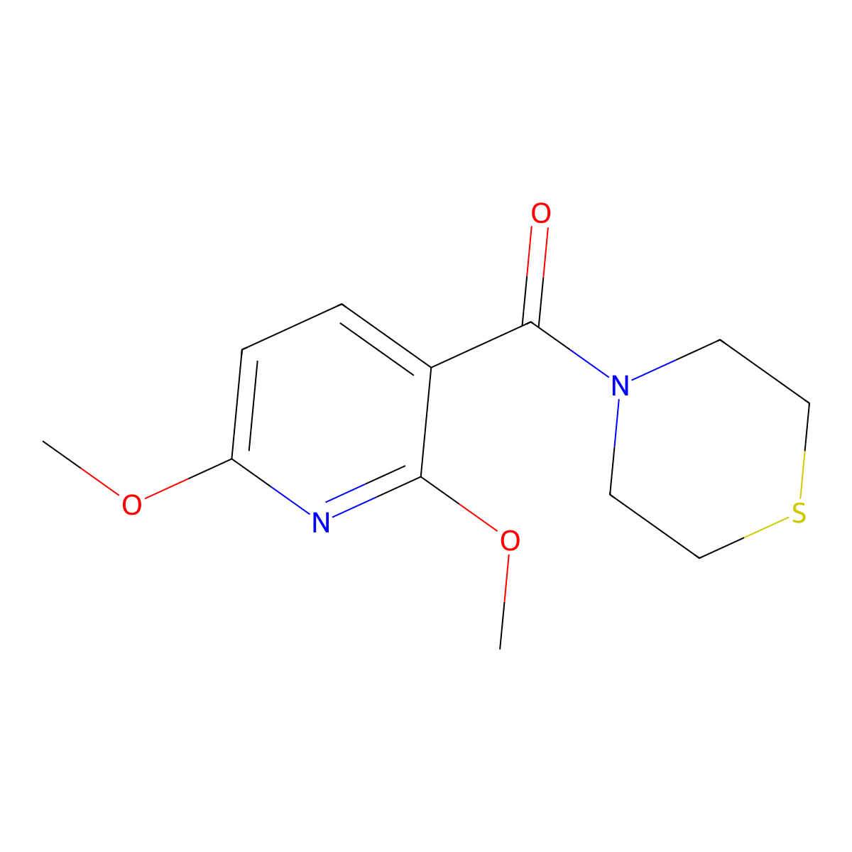 (2,6-Dimethoxypyridin-3-yl)(thiomorpholino)methanone molecular structure, CAS 2921900-48-1