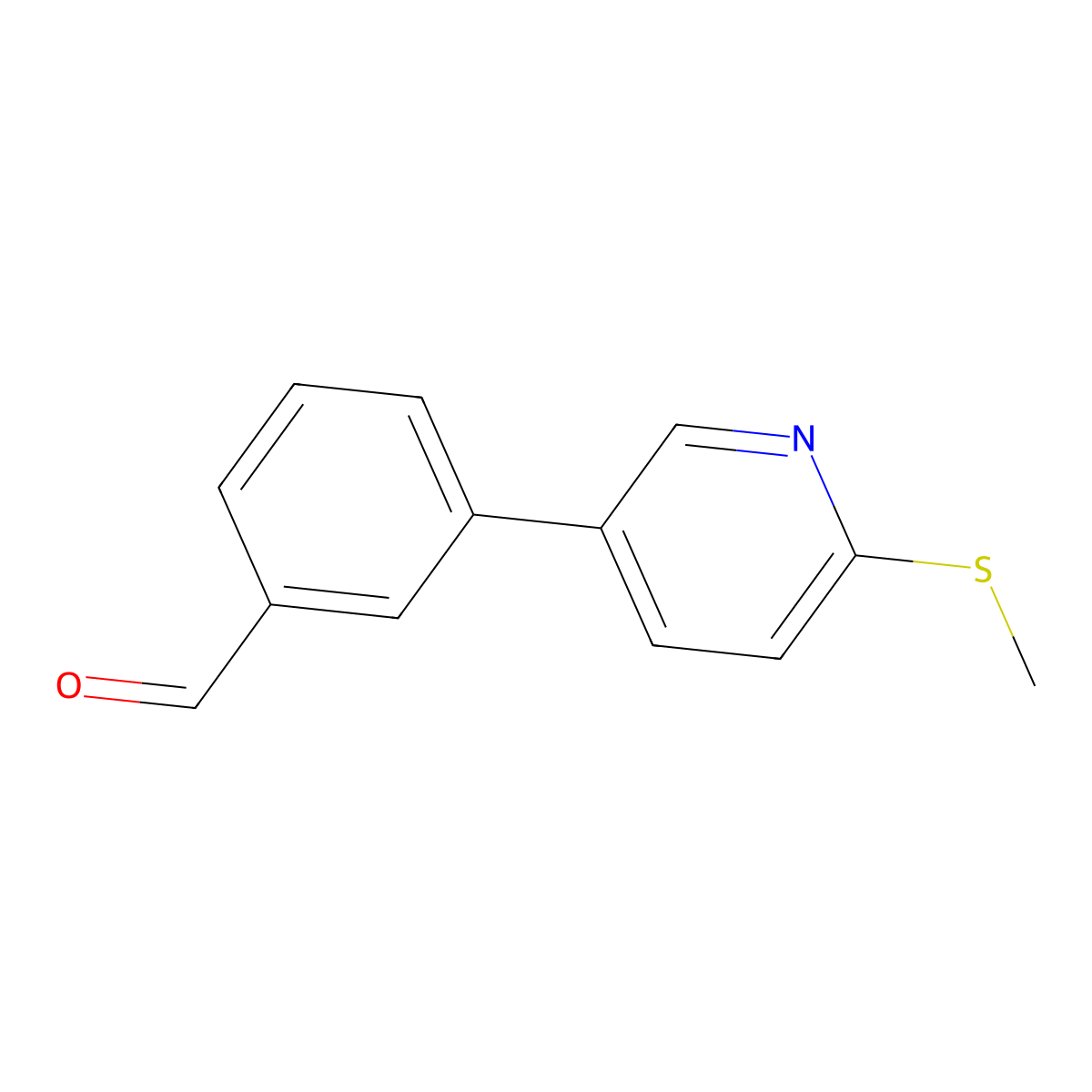 3-(6-(Methylthio)pyridin-3-yl)benzaldehyde molecular structure, CAS 2921903-52-6