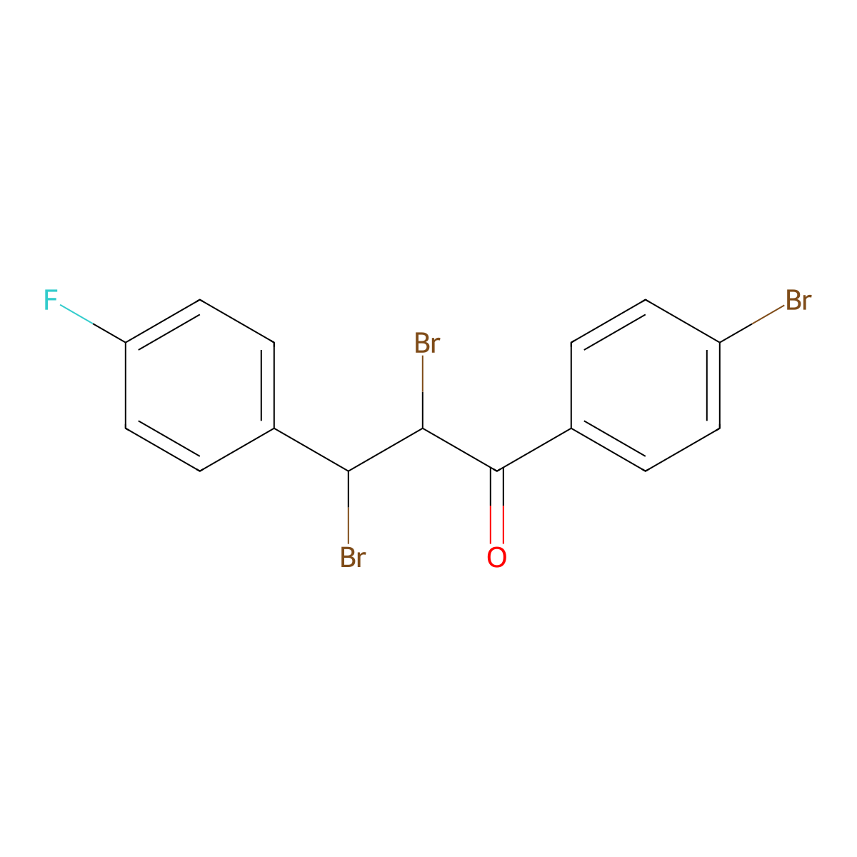 2,3-Dibromo-1-(4-bromophenyl)-3-(4-fluorophenyl)propan-1-one molecular structure, CAS 2921903-62-8