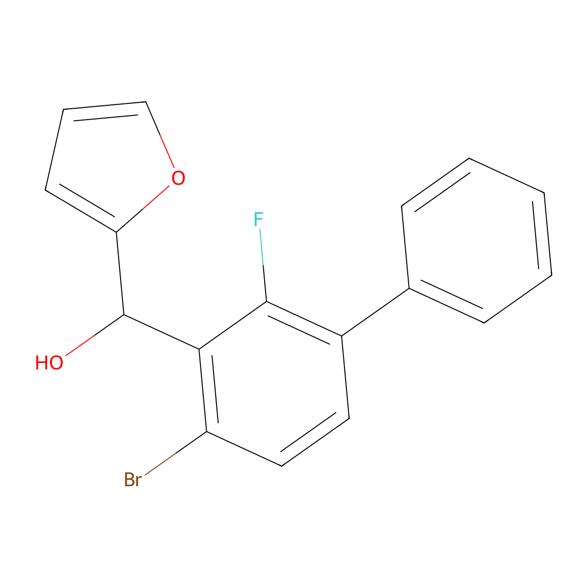 (4-Bromo-2-fluoro-[1,1'-biphenyl]-3-yl)(furan-2-yl)methanol molecular structure, CAS 2921903-99-1