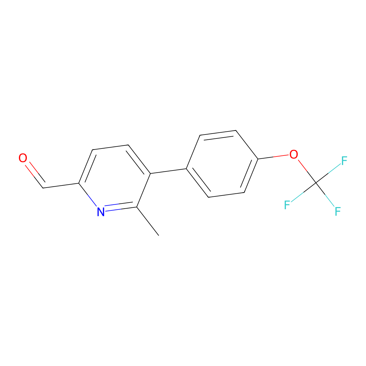 6-Methyl-5-(4-(trifluoromethoxy)phenyl)picolinaldehyde molecular structure, CAS 2921904-83-6