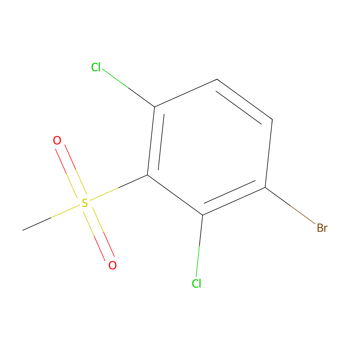 1-Bromo-2,4-dichloro-3-(methylsulfonyl)benzene molecular structure, CAS 2921904-97-2