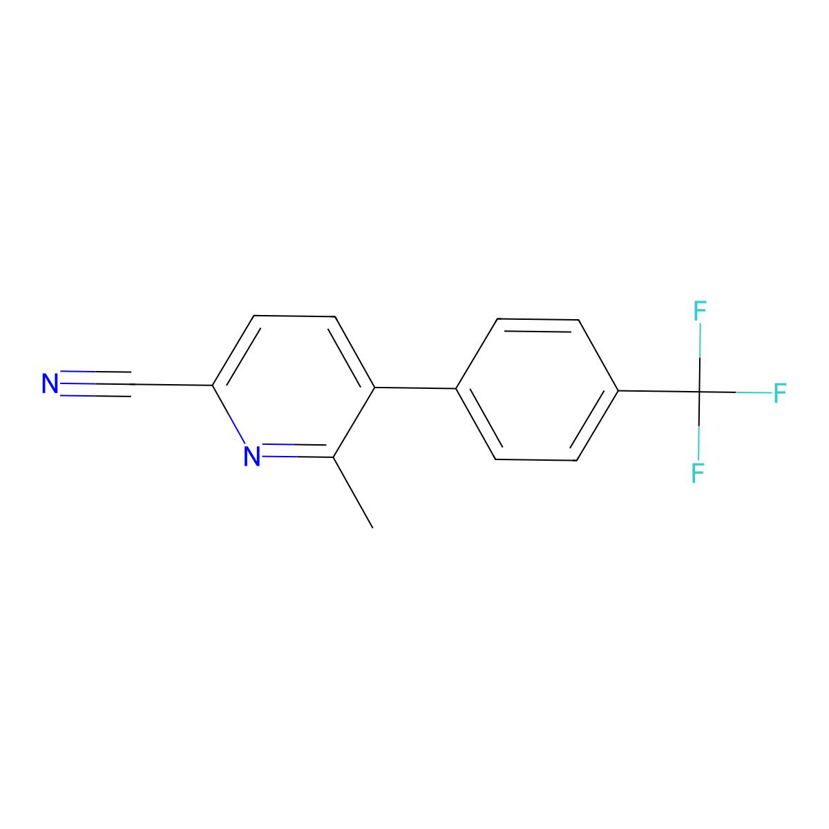 6-Methyl-5-(4-(trifluoromethyl)phenyl)picolinonitrile molecular structure, CAS 2921905-45-3