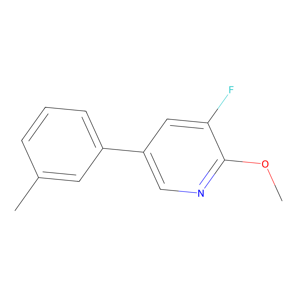 3-Fluoro-2-methoxy-5-(m-tolyl)pyridine molecular structure, CAS 2921906-65-0