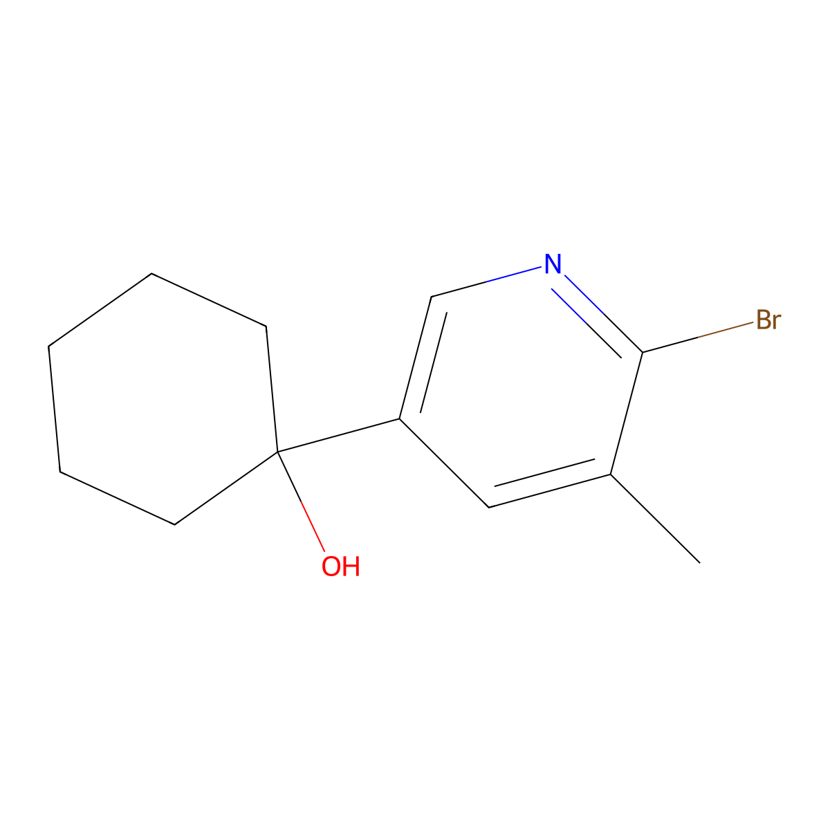 1-(6-Bromo-5-methylpyridin-3-yl)cyclohexanol molecular structure, CAS 2921909-04-6