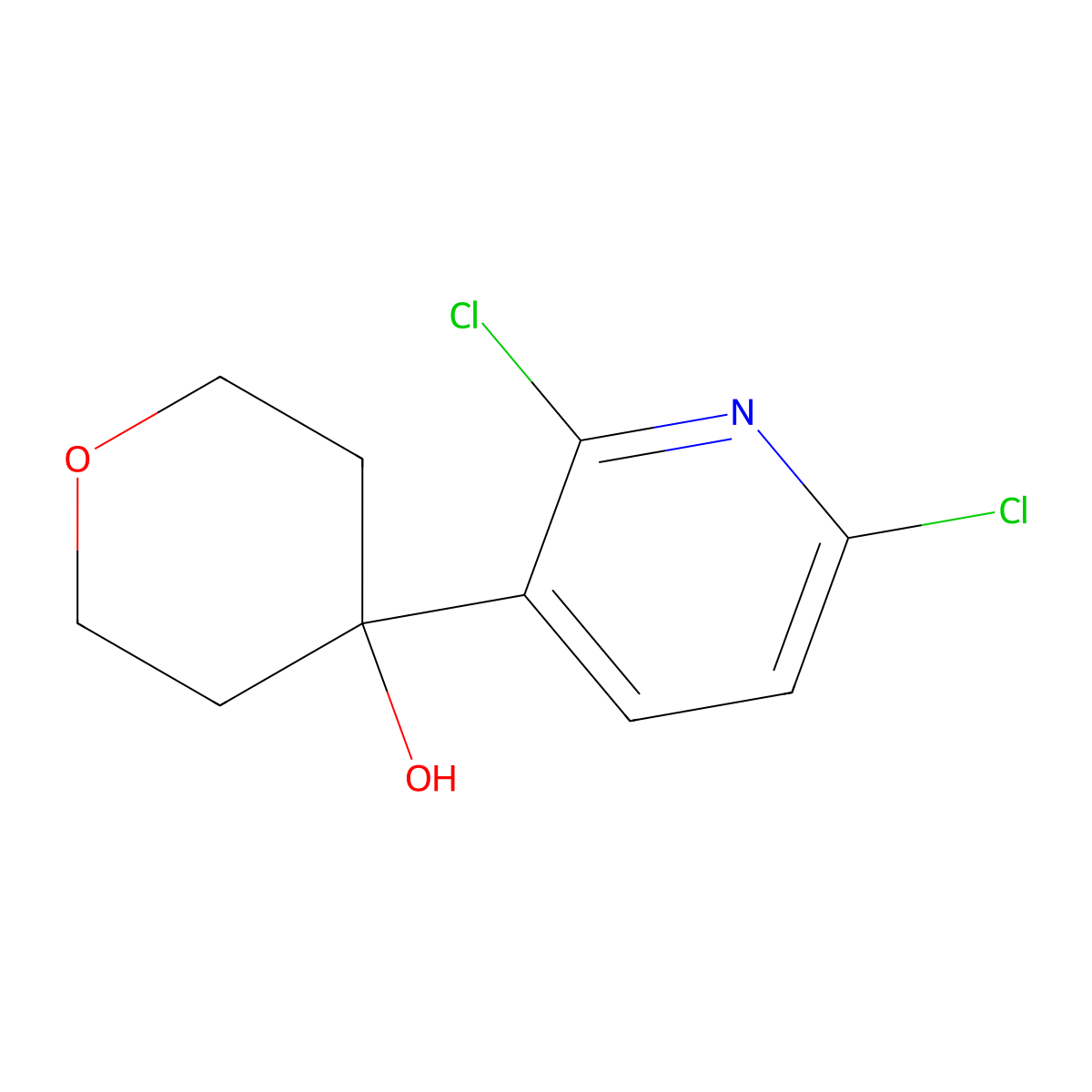4-(2,6-dichloropyridin-3-yl)tetrahydro-2H-pyran-4-ol molecular structure, CAS 2921909-61-5