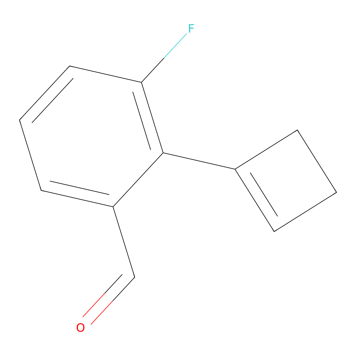 2-(Cyclobut-1-en-1-yl)-3-fluorobenzaldehyde molecular structure, CAS 2921909-74-0