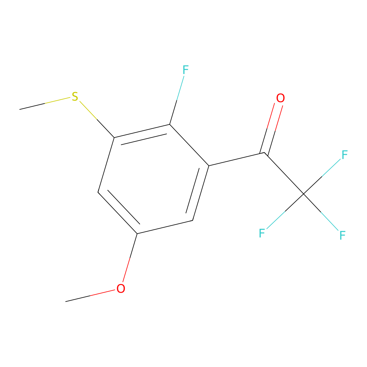 2,2,2-Trifluoro-1-(2-fluoro-5-methoxy-3-(methylthio)phenyl)ethanone molecular structure, CAS 2921910-16-7