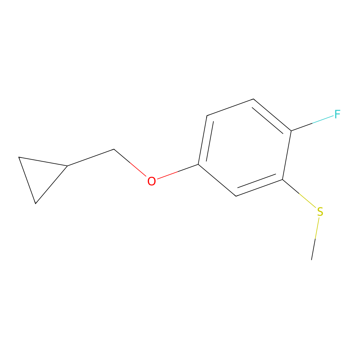 (5-(Cyclopropylmethoxy)-2-fluorophenyl)(methyl)sulfane molecular structure, CAS 2921911-19-3