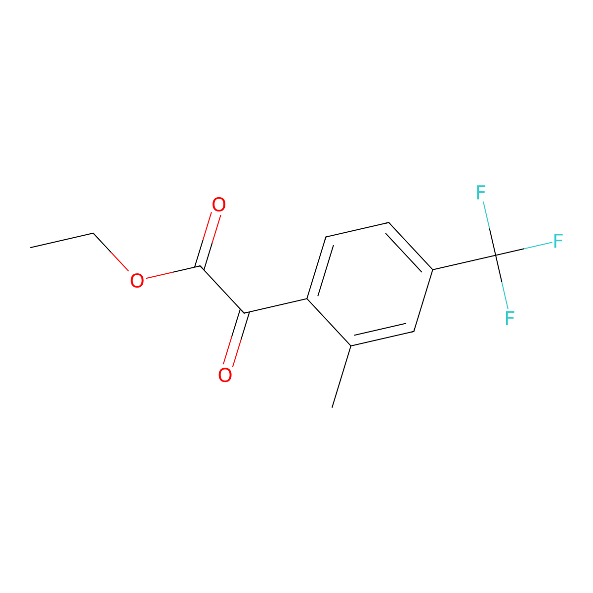 Ethyl 2-(2-methyl-4-(trifluoromethyl)phenyl)-2-oxoacetate molecular structure, CAS 2921911-58-0