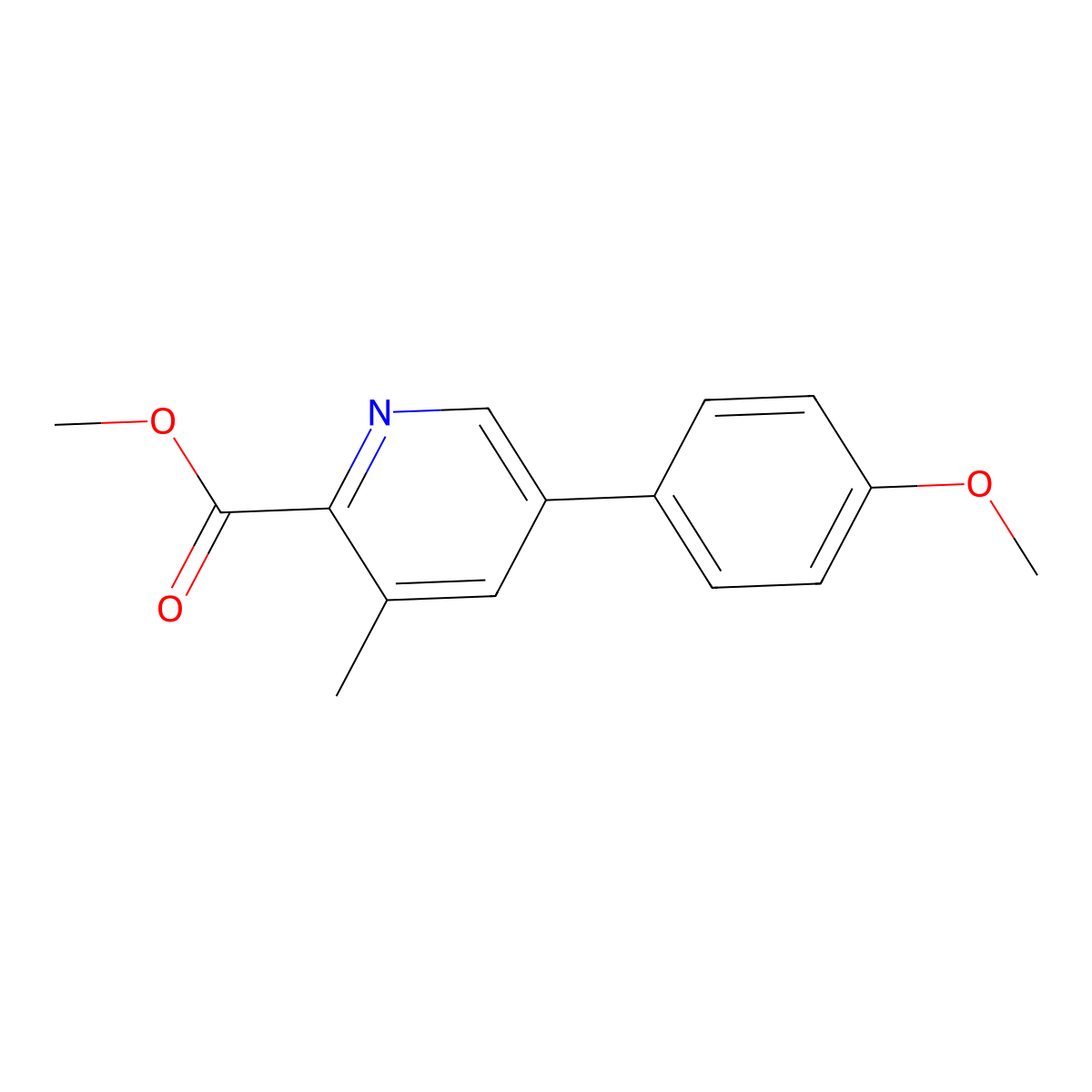 Methyl 5-(4-methoxyphenyl)-3-methylpicolinate molecular structure, CAS 2921911-75-1