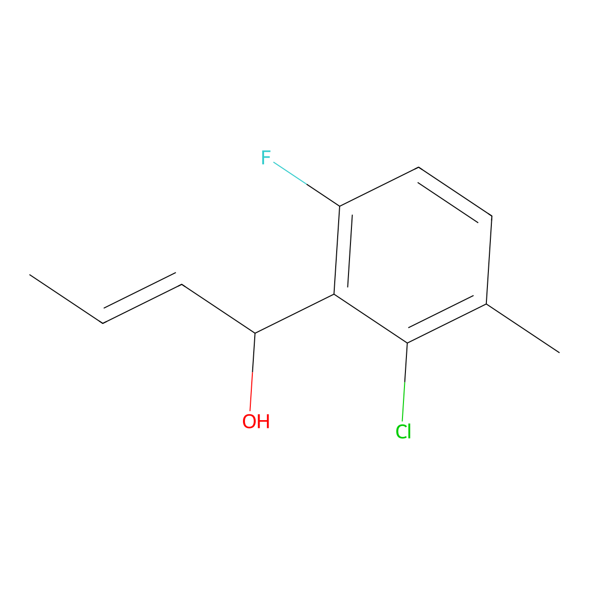 (E)-1-(2-chloro-6-fluoro-3-methylphenyl)but-2-en-1-ol molecular structure, CAS 2921912-67-4