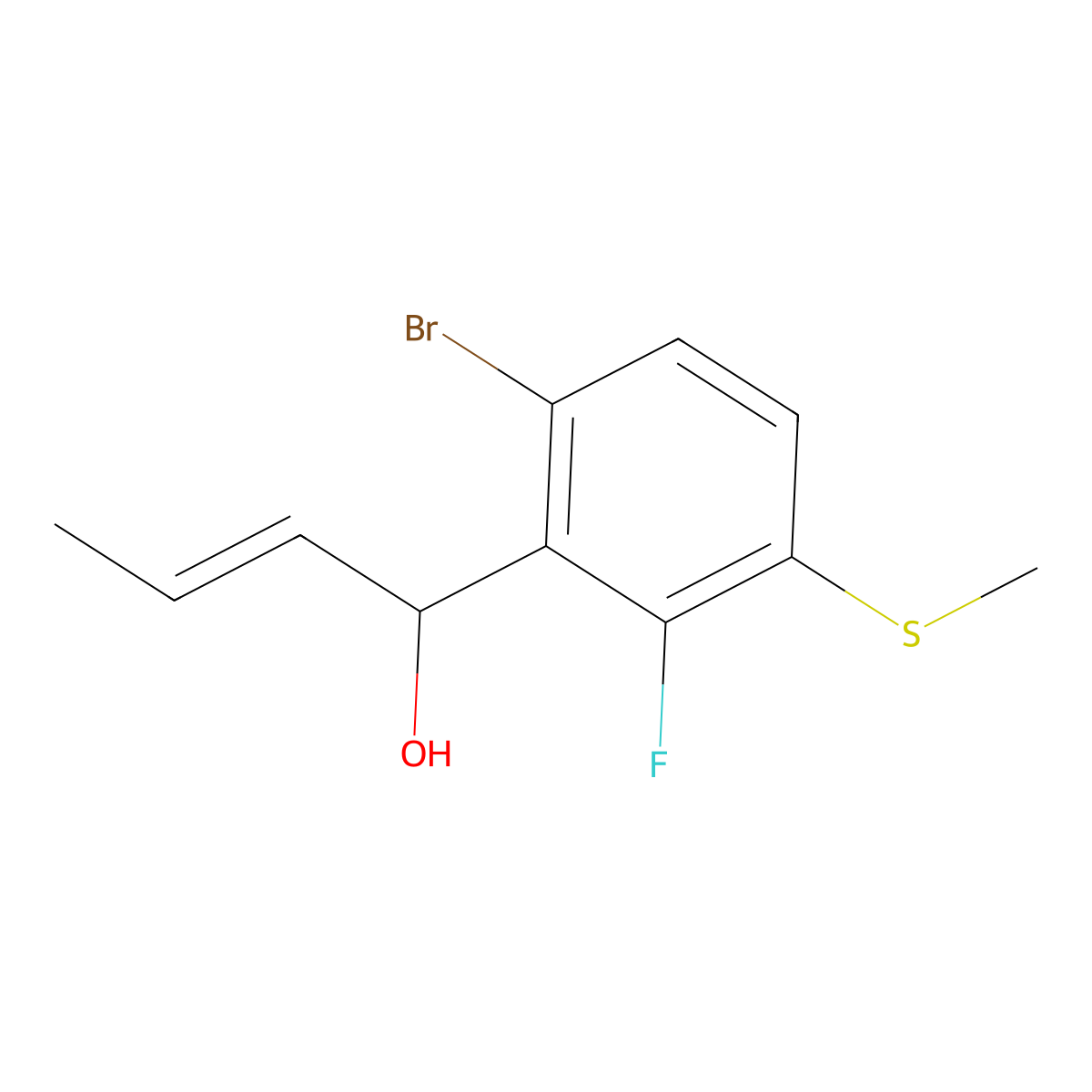 (E)-1-(6-Bromo-2-fluoro-3-(methylthio)phenyl)but-2-en-1-ol molecular structure, CAS 2921912-92-5