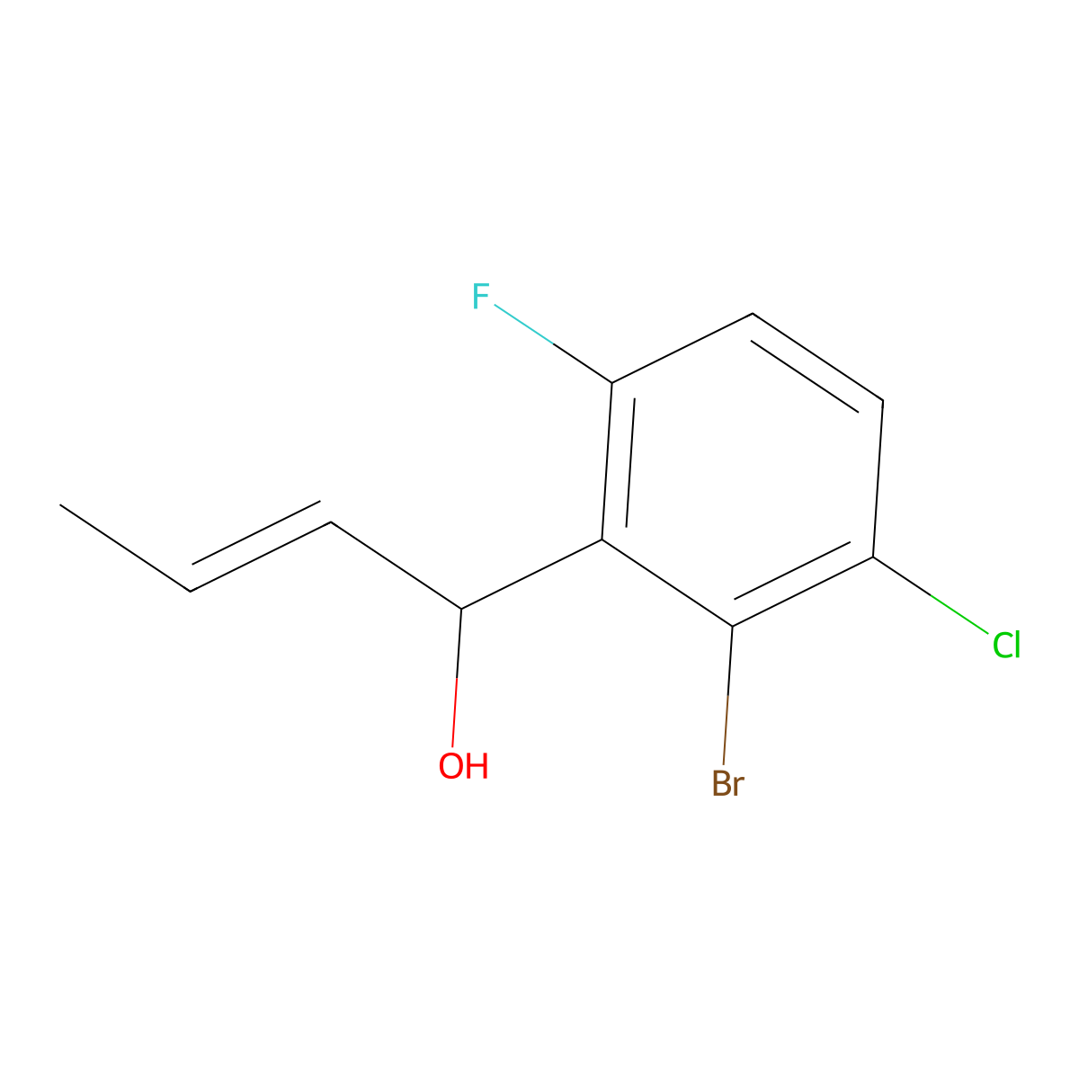 (E)-1-(2-Bromo-3-chloro-6-fluorophenyl)but-2-en-1-ol molecular structure, CAS 2921912-98-1