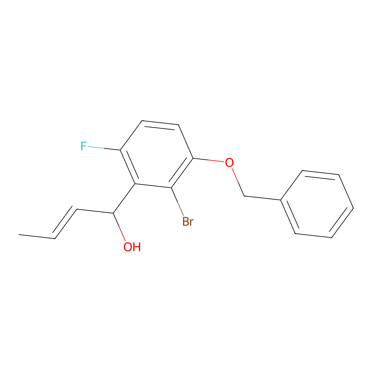 (E)-1-(3-(benzyloxy)-2-bromo-6-fluorophenyl)but-2-en-1-ol molecular structure, CAS 2921913-14-4