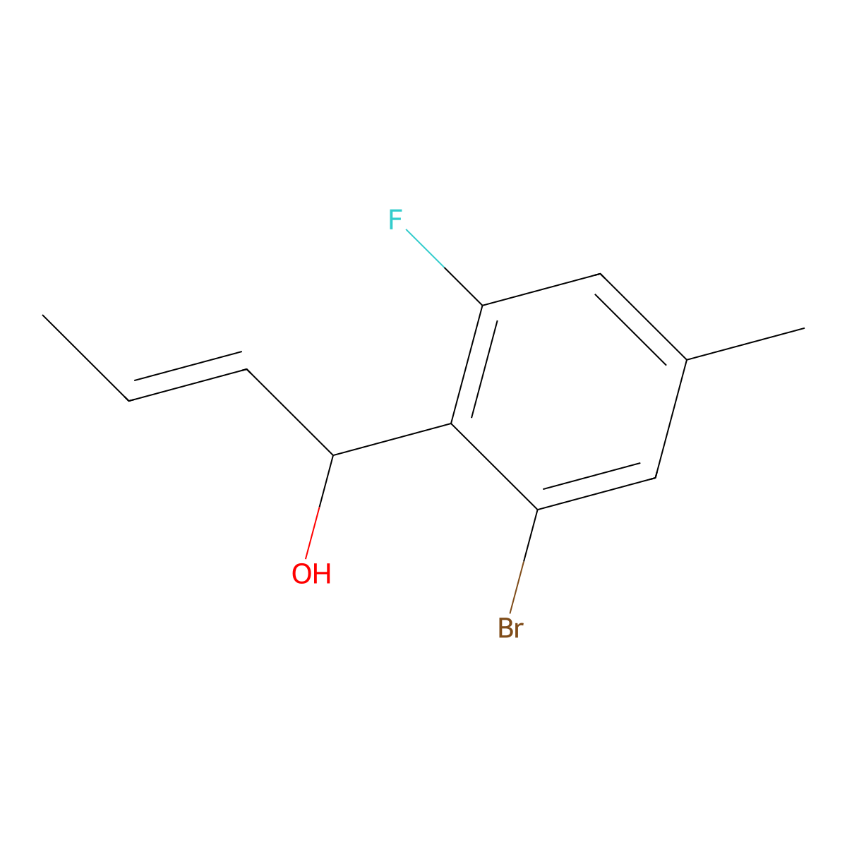 (E)-1-(2-Bromo-6-fluoro-4-methylphenyl)but-2-en-1-ol molecular structure, CAS 2921913-17-7