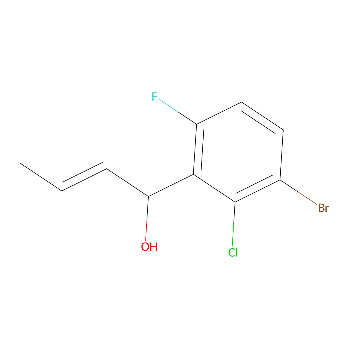 (E)-1-(3-Bromo-2-chloro-6-fluorophenyl)but-2-en-1-ol molecular structure, CAS 2921913-53-1