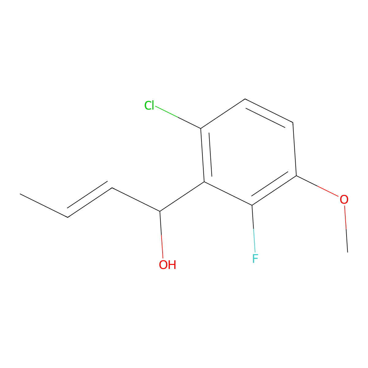 (E)-1-(6-chloro-2-fluoro-3-methoxyphenyl)but-2-en-1-ol molecular structure, CAS 2921913-54-2