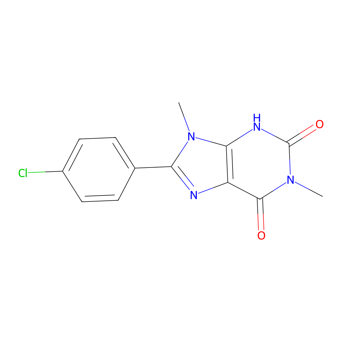 8-(4-chlorophenyl)-1,9-dimethyl-3H-purine-2,6-dione molecular structure, CAS 29220-28-8