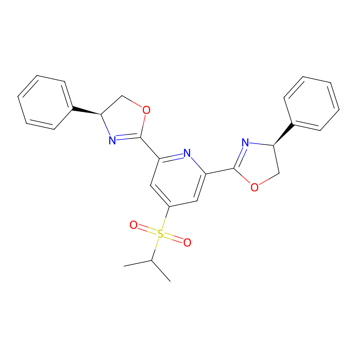 Isopropyl-(S)-4-phenyl-SUF-PYBOX, 97% molecular structure, CAS 2922178-84-3